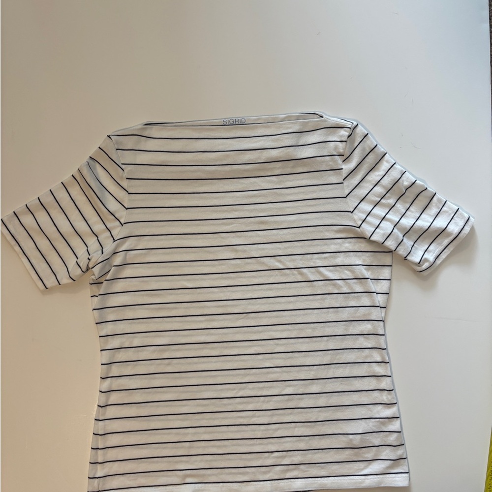Sigrid Olsen Black and White Striped Tee